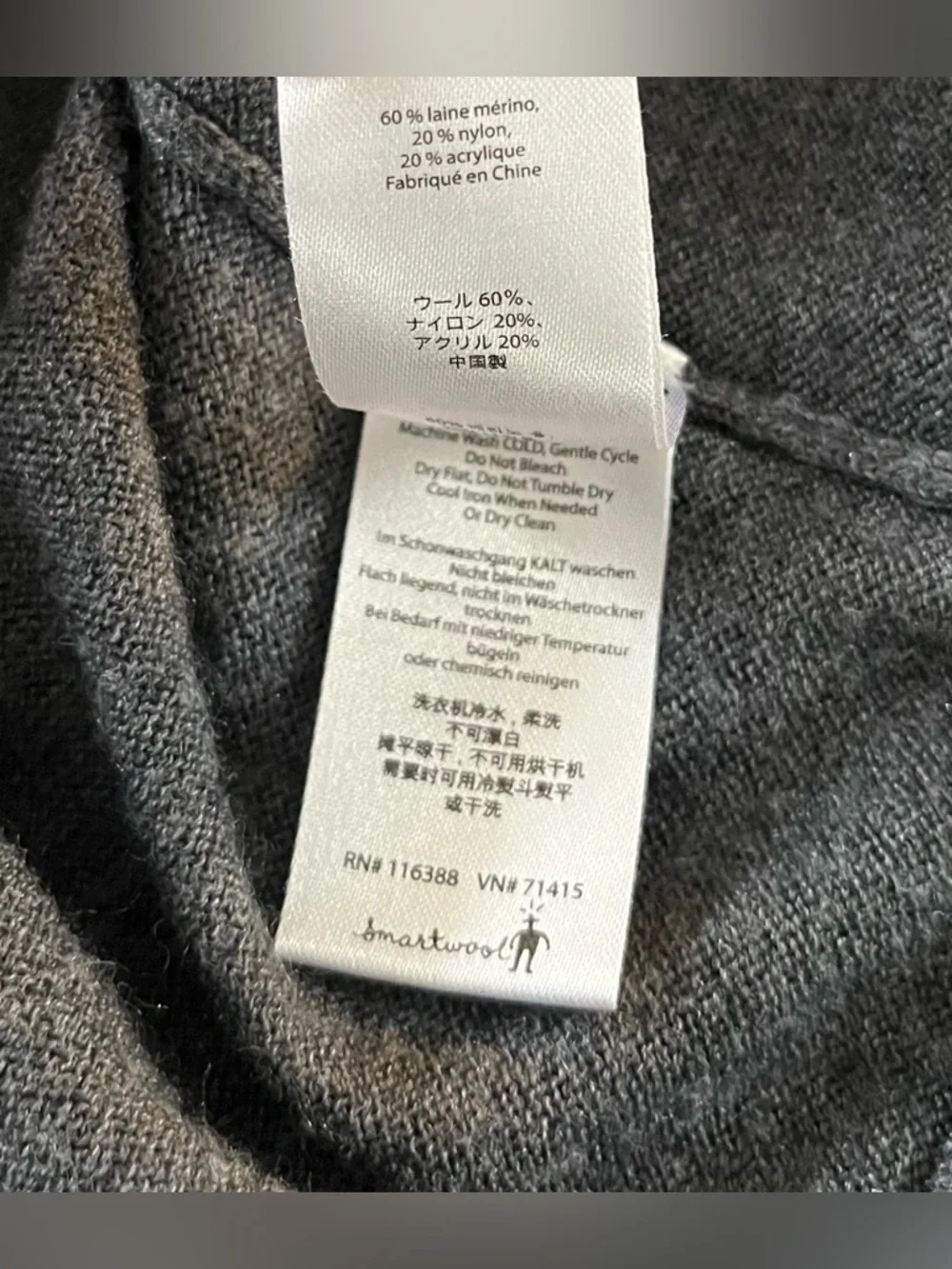 Smartwool‎ Men's Charcoal Gray Half-Zip Merino Sweater Size Large